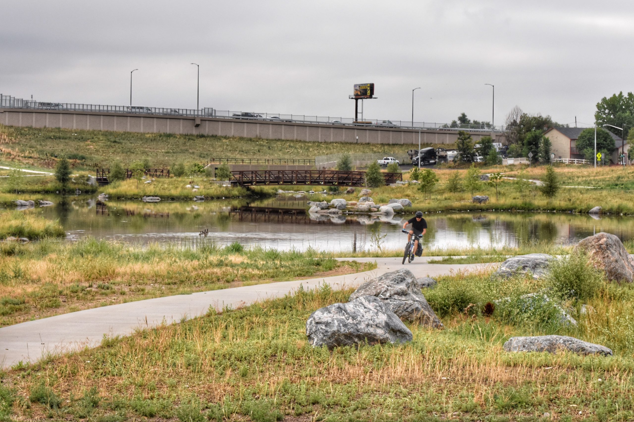 Biker along Platte River